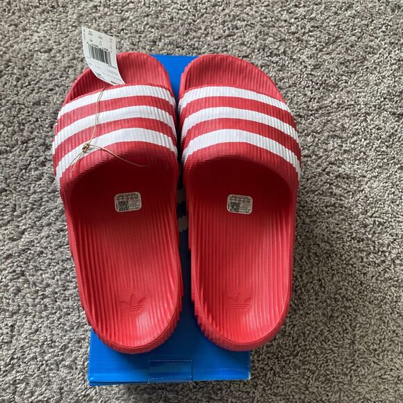 Adidas Adilette Clogs Unisex Red White Slip On Swim Sandals Men Size 11 New main image 4